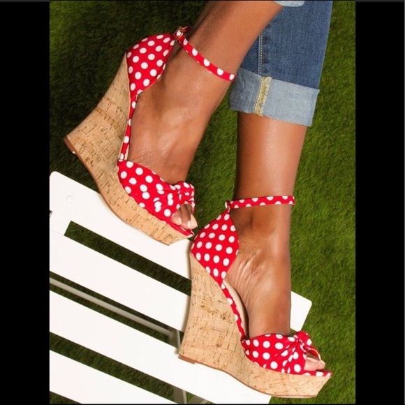 MICHAEL KORS MK Cabana Wedge Sandal Red Polka Dot - Picture 11 of 11